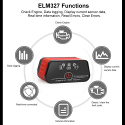 KONNWEI KW901 ELM327 Ασύρματο BT5.0 OBD2 OBDII Διαγνωστικό Κωδικό Μηχανής Αυτοκινήτου - Αυτόματο Διαγνωστικό Εργαλείο - Κόκκινο