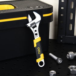 DELI ADJUSTABLE WRENCH 8'-200MM YELLOW/BLACK