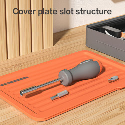 DELI 34 PCS STACKABLE HOUSEHOLD TOOL SET 305x205x6MM GREY/ORANGE