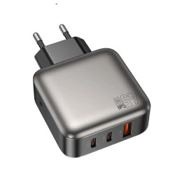 Lamtech Φορτιστής Χωρίς Καλώδιο GaN με Θύρα USB-A και 2 Θύρες USB-C 45W Power Delivery Γκρι (LAM980435) 
