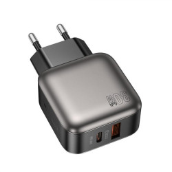 Lamtech Φορτιστής Χωρίς Καλώδιο GaN με Θύρα USB-A και Θύρα USB-C 30W Power Delivery / Quick Charge 2.0 Γκρι (LAM980442) 