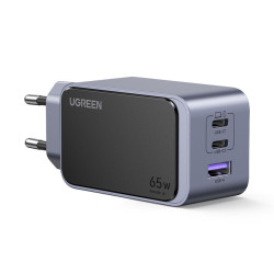 Ugreen Φορτιστής Χωρίς Καλώδιο GaN με Θύρα USB-A και 2 Θύρες USB-C 65W Power Delivery / Quick Charge 3.0 Γκρι (Nexode Air X553) 