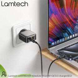 Lamtech Φορτιστής Χωρίς Καλώδιο GaN με Θύρα USB-A και Θύρα USB-C 30W Power Delivery / Quick Charge 2.0 Γκρι (LAM980442) 