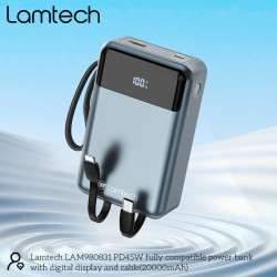 Lamtech Power Bank 20000mAh 45W με Θύρα USB-A και Θύρα USB-C Power Delivery / Quick Charge 3.0