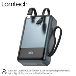 Lamtech Power Bank 20000mAh 65W με Θύρα USB-A και Θύρα USB-C Power Delivery / Quick Charge 3.0