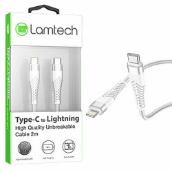 Lamtech Braided USB-C to Lightning Cable Λευκό 2m (LAM023640)