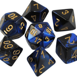 Chessex Gemini Polyhedral 7-Die Set - Black-Blue w/gold