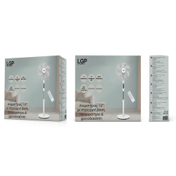 Ανεμιστήρας Ορθοστάτης Lgp 16' 40cm 55w με κοντρόλ και χρονόμετρo λευκός