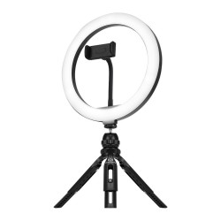Streamplify Light 10 Streaming Ring Light – Black – 26cm & tripod – selfie stick