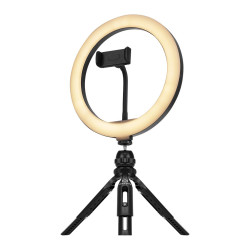 Streamplify Light 10 Streaming Ring Light – Black – 26cm & tripod – selfie stick