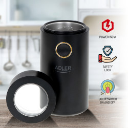 ADLER COFFEE MILL 150W BLACK/GOLD