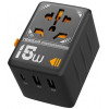 TESSAN UNIVERSAL TRAVEL ADAPTER 2xUSB, 1xTYPE-C MAX 15W