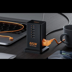 TESSAN 6 IN 1 POWER STRIP 2xSCHUKO 2xUSB 2xTYPE-C 30W WITH CABLE 2M BLACK