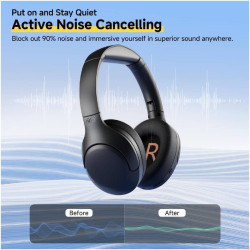 QCY H3 Lite ANC Ασύρματα / Ενσύρματα Over Ear Ακουστικά με 60 ώρες Λειτουργίας και Quick Charge Μαύρα