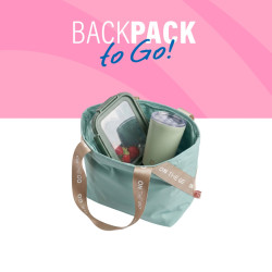 Iris Barcelona Σετ Backpack To Go Τσαντάκι Ισοθερμικό Cyan με Κούπα και Γυάλινο Φαγητοδοχείο