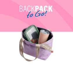 Iris Barcelona Σετ Backpack To Go Τσαντάκι Ισοθερμικό Mauve με Κούπα και Γυάλινο Φαγητοδοχείο