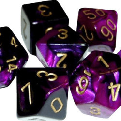 Chessex Gemini Polyhedral 7-Die Set - Black-Purple w/gold