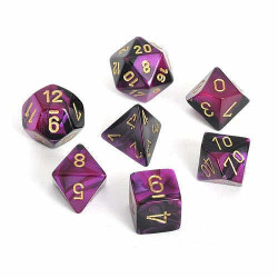 Chessex Gemini Polyhedral 7-Die Set - Black-Purple w/gold