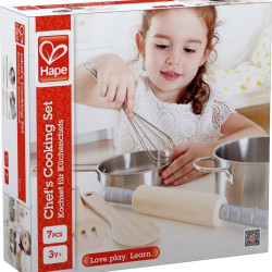 Hape Chef's Cooking Set - Σετ Κατσαρόλες Και Αξεσουάρ Μαγειρέματος - 7 Τεμ. (E3137)