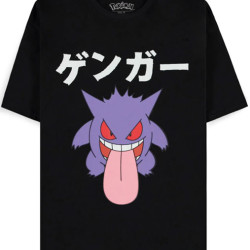 Difuzed Pokemon Gengar Japan T-shirt Pokemon Μαύρο Βαμβακερό